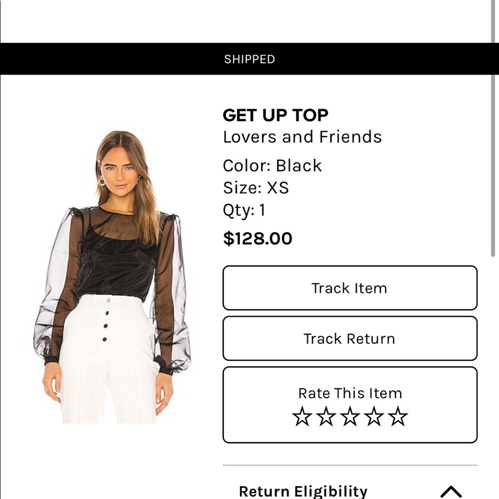 Black Lovers and Friends Top in size XS. Worn once!